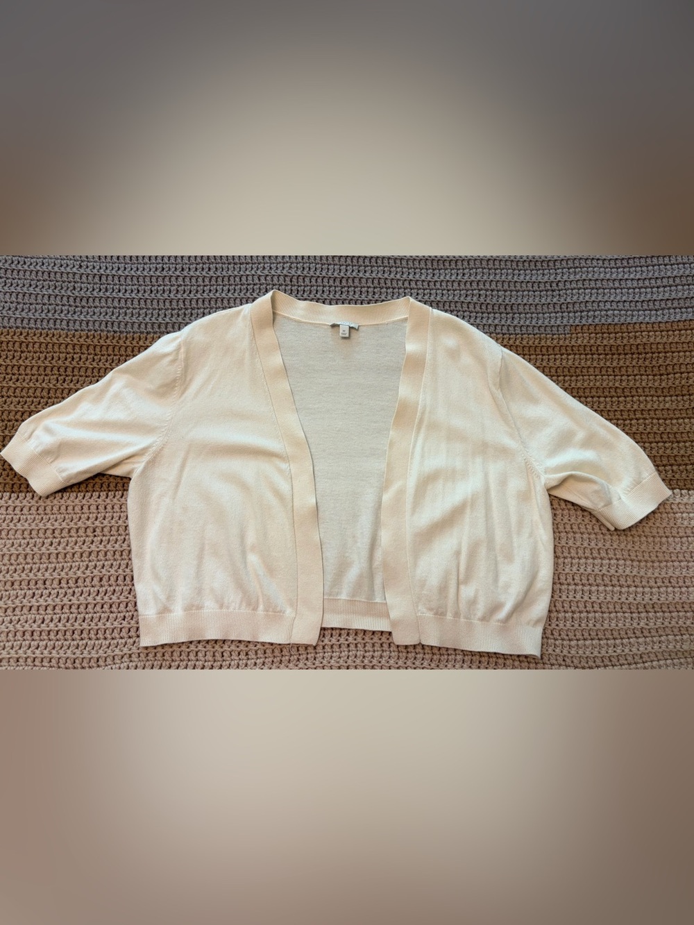 Talbots Outlet Cream Open-Front Short-Sleeve Cardigan Shrug Dress Cover-up